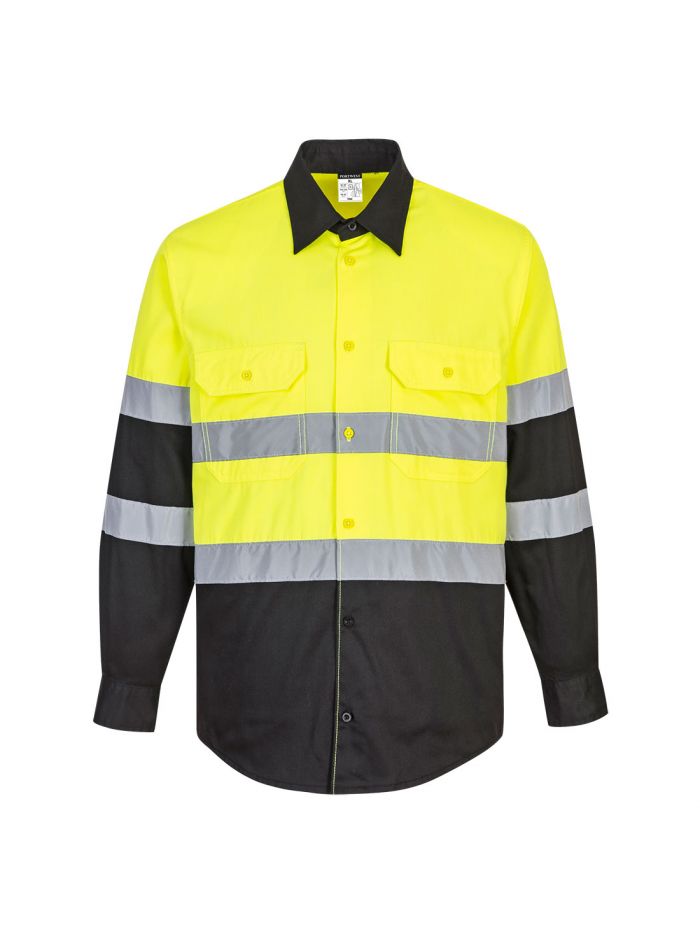 Two Tone ANSI Long Sleeve Work Shirt, 4XL, R, Yellow/Black