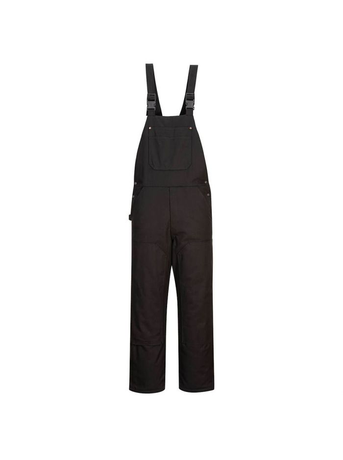 DuraDuck Work Quilt Lined Bib and Brace, 4XL, R, Black