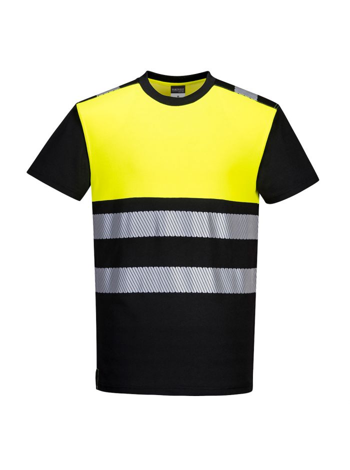PW3 Hi-Vis Class 1 T-Shirt, 4XL, Y, Black/Yellow