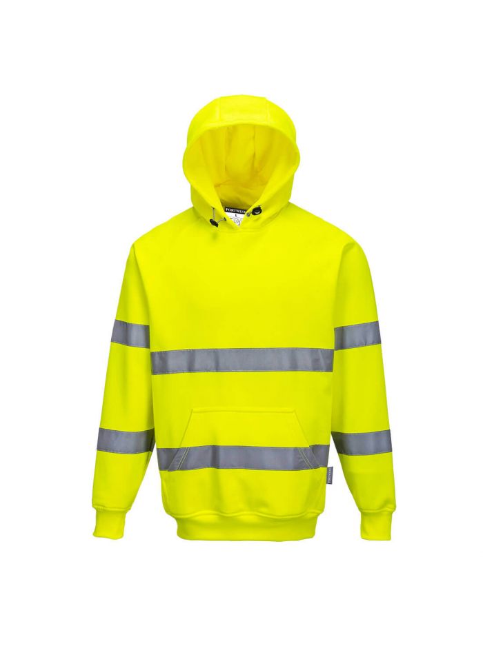 Hi-Vis Hooded Sweatshirt, 4XL, R, Yellow