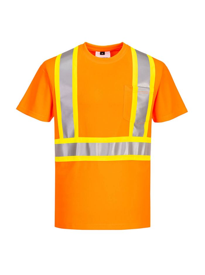 X-Back Contrast Tape Short Sleeve T-shirt , 4XL, R, Orange