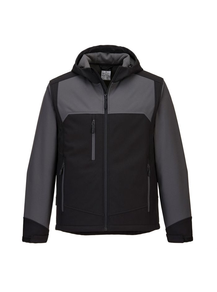 KX3 Hooded Softshell (3L), L, Y, Black/Gray