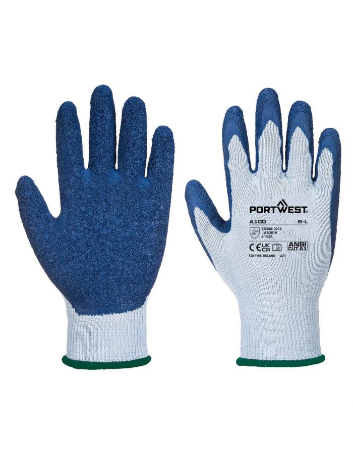 Grip Glove - Latex, L, R, Gray/Blue