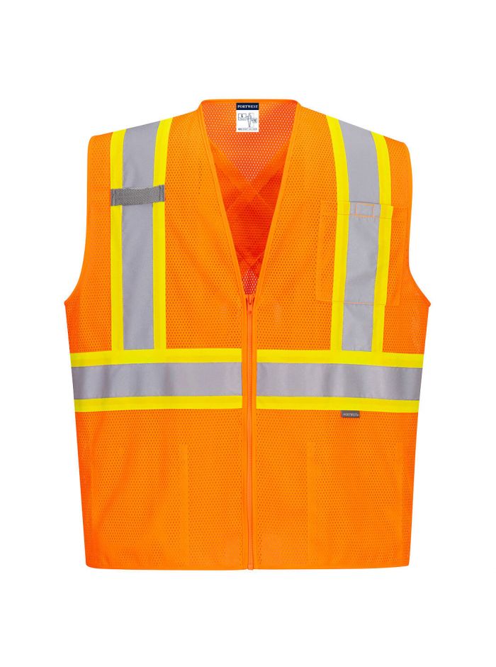X-Back Contrast Tape Vest, 4XL, R, Orange