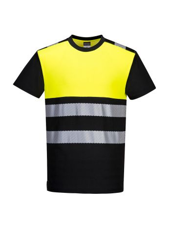 PW3 Hi-Vis Class 1 T-Shirt, 4XL, Y, Black/Yellow
