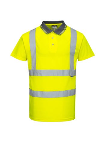 Hi-Vis Short Sleeve Polo Shirt, 4XL, R, Yellow