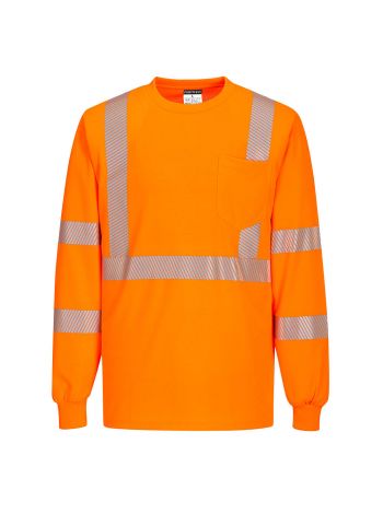 Segmented Tape Long Sleeve T-shirt, 4XL, R, Orange