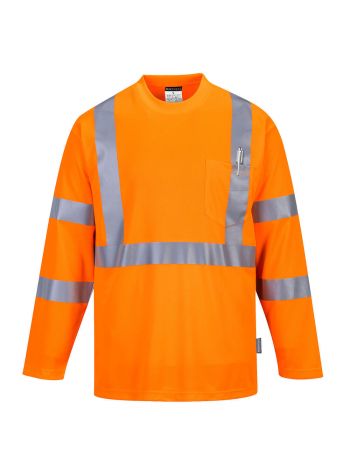 Hi-Vis Long Sleeve Pocket T-Shirt, 4XL, R, Orange