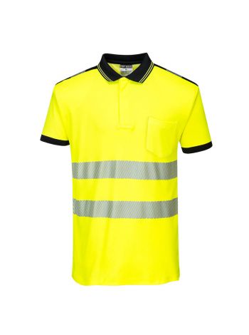 PW3 Hi-Vis Short Sleeve Polo Shirt, 4XL, R, Yellow/Black