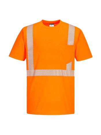 Segmented Tape Short Sleeve T-Shirt, 4XL, R, Orange