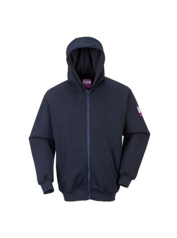 FR Zipper Front Hooded Sweatshirt, 4XL, R, Navy