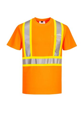 X-Back Contrast Tape Short Sleeve T-shirt , 4XL, R, Orange
