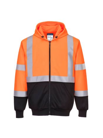 Hi-Vis Two-Tone Zipped Hoodie, 4XL, R, Orange/Black