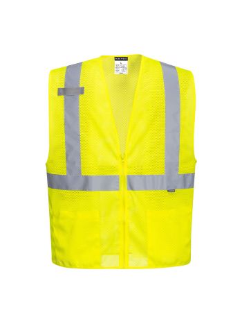 Economy Mesh Zipper Vest, 4XL, R, Yellow