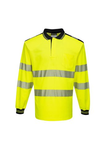 PW3 Hi-Vis Long Sleeve Polo Shirt , 4XL, R, Yellow/Black