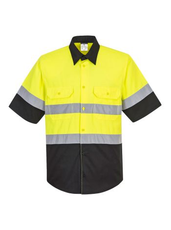 Two Tone Short Sleeve ANSI Work Shirt, 4XL, R, Yellow/Black